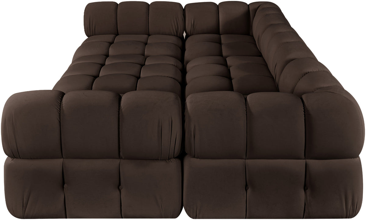 Orin Brown Velvet Performance Fabric Upholstered 6 Piece Modular Sectional Sofa