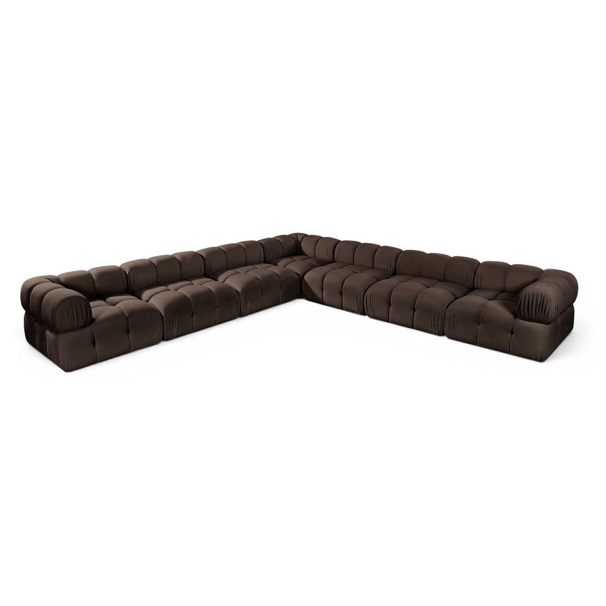 Orin Brown Velvet Performance Fabric Upholstered 7 pc. Modular Sectional, 148"W x 148"D x 28"H, primary product view