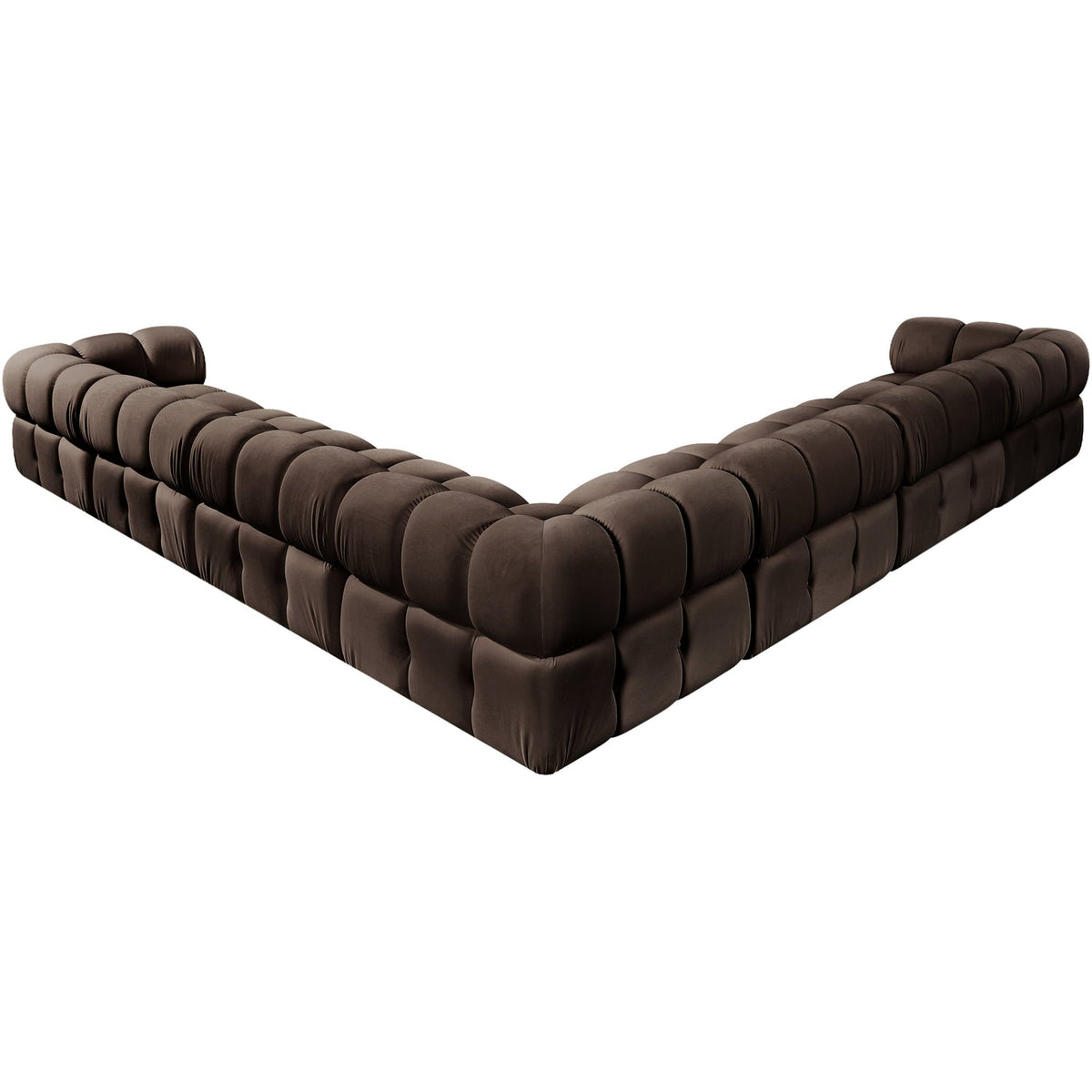 Orin Brown Velvet Performance Fabric Upholstered 7 Piece Modular Sectional Sofa