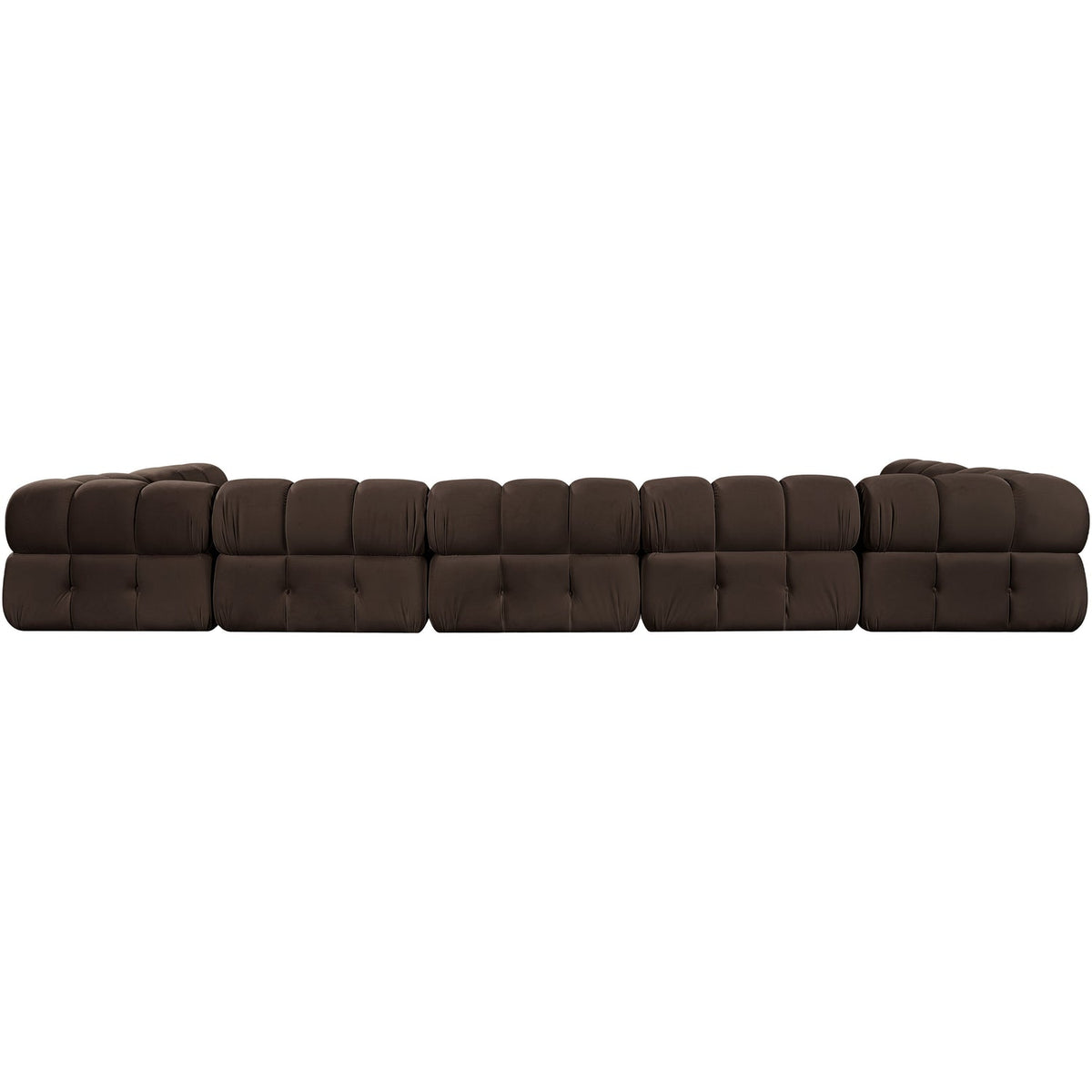 Orin Brown Velvet Performance Fabric Upholstered 7 Piece Modular Sectional Sofa