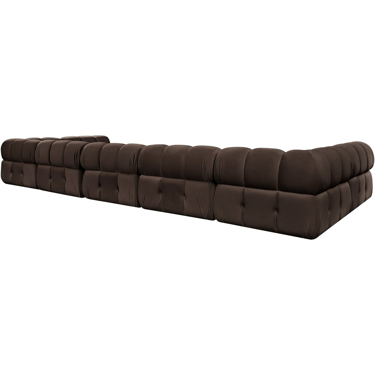 Orin Brown Velvet Performance Fabric Upholstered 7 Piece Modular Sectional Sofa