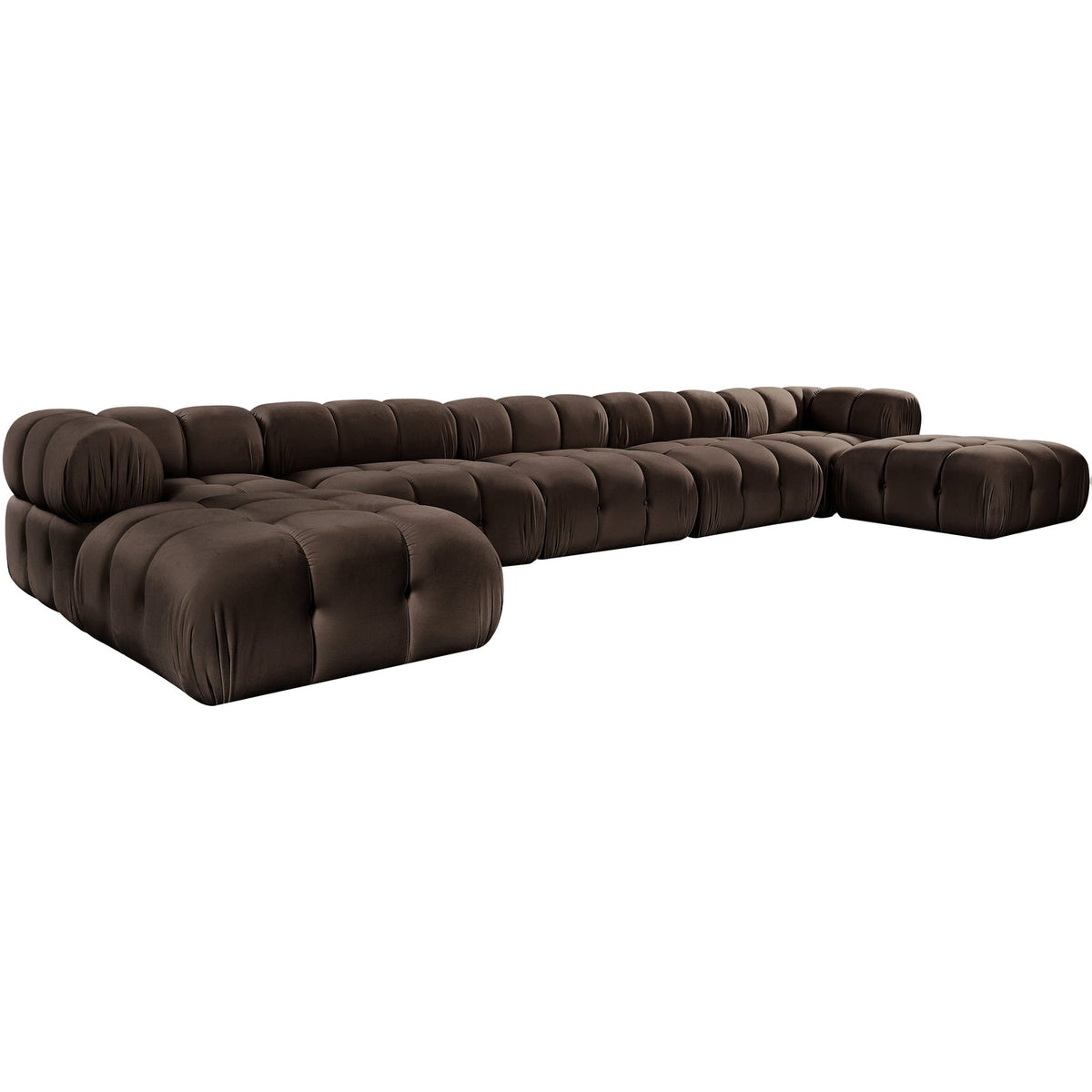 Orin Brown Velvet Performance Fabric Upholstered 7 Piece Modular Sectional Sofa