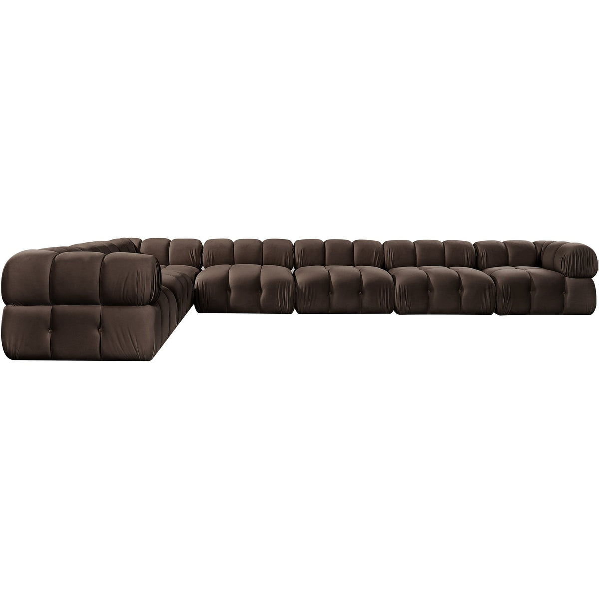 Orin Brown Velvet Performance Fabric Upholstered 7 Piece Modular Sectional Sofa