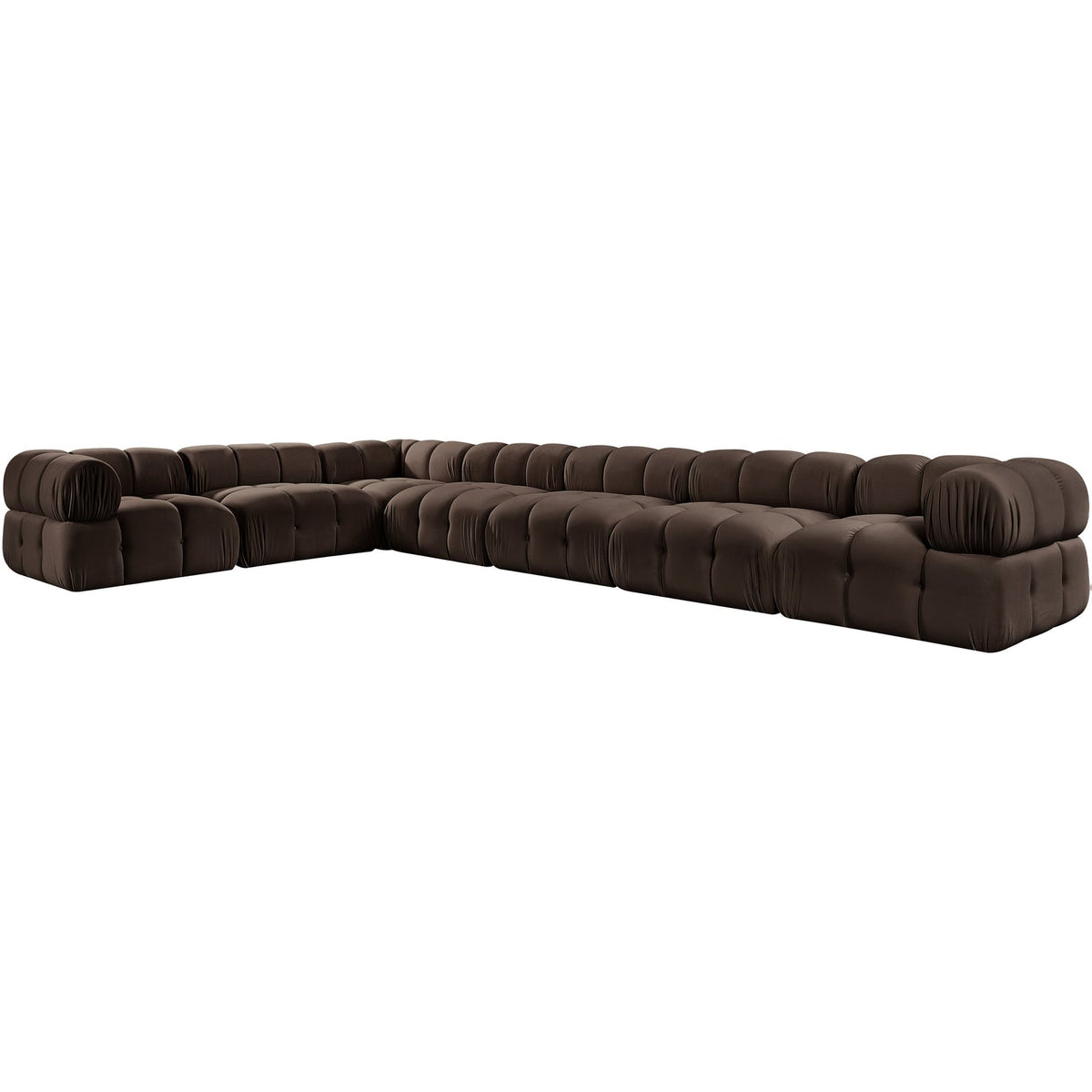 Orin Brown Velvet Performance Fabric Upholstered 7 Piece Modular Sectional Sofa