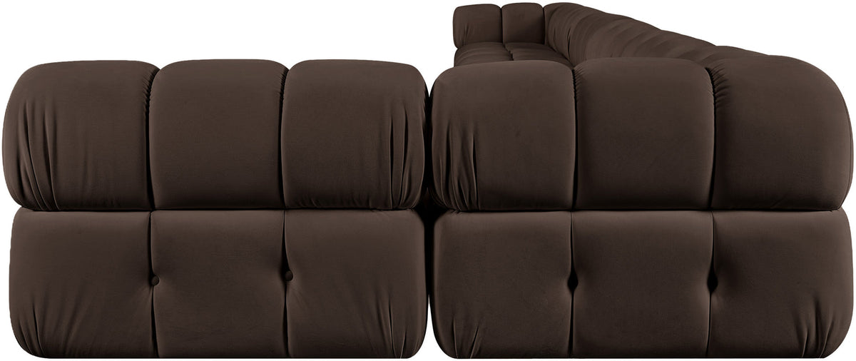 Orin Brown Velvet Performance Fabric Upholstered 7 Piece Modular Sectional Sofa