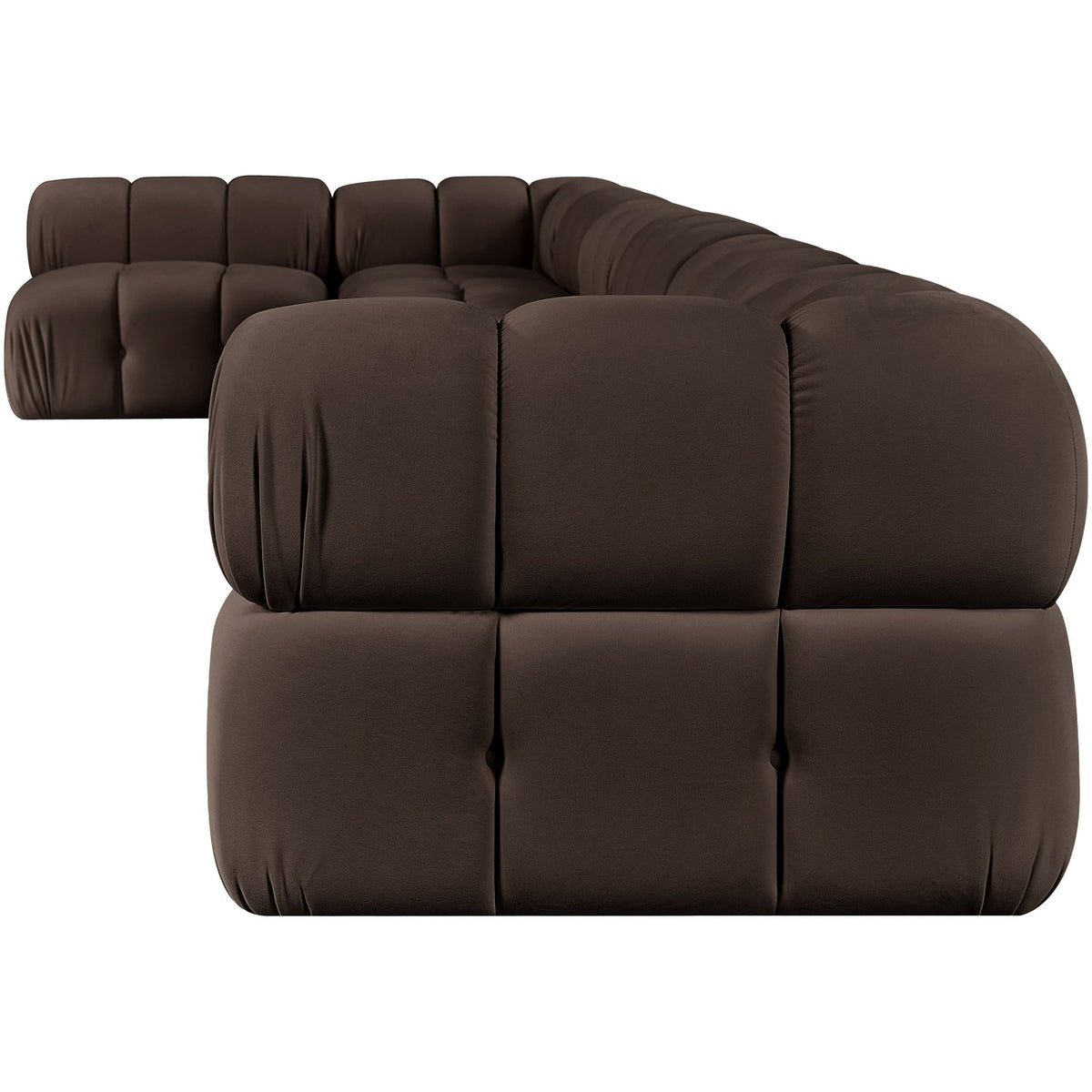 Orin Brown Velvet Performance Fabric Upholstered 7 Piece Modular Sectional Sofa