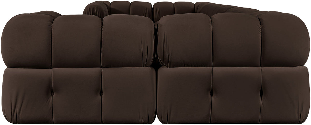 Orin Brown Velvet Performance Fabric Upholstered 7 Piece Modular Sectional Sofa