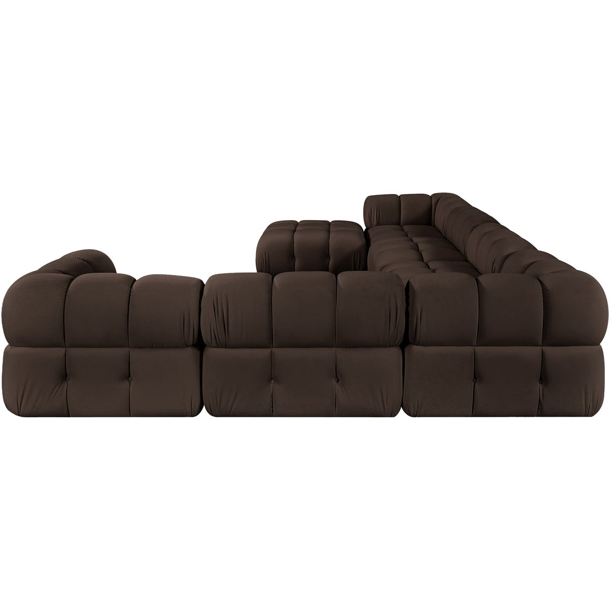 Orin Brown Velvet Performance Fabric Upholstered 7 Piece Modular Sectional Sofa