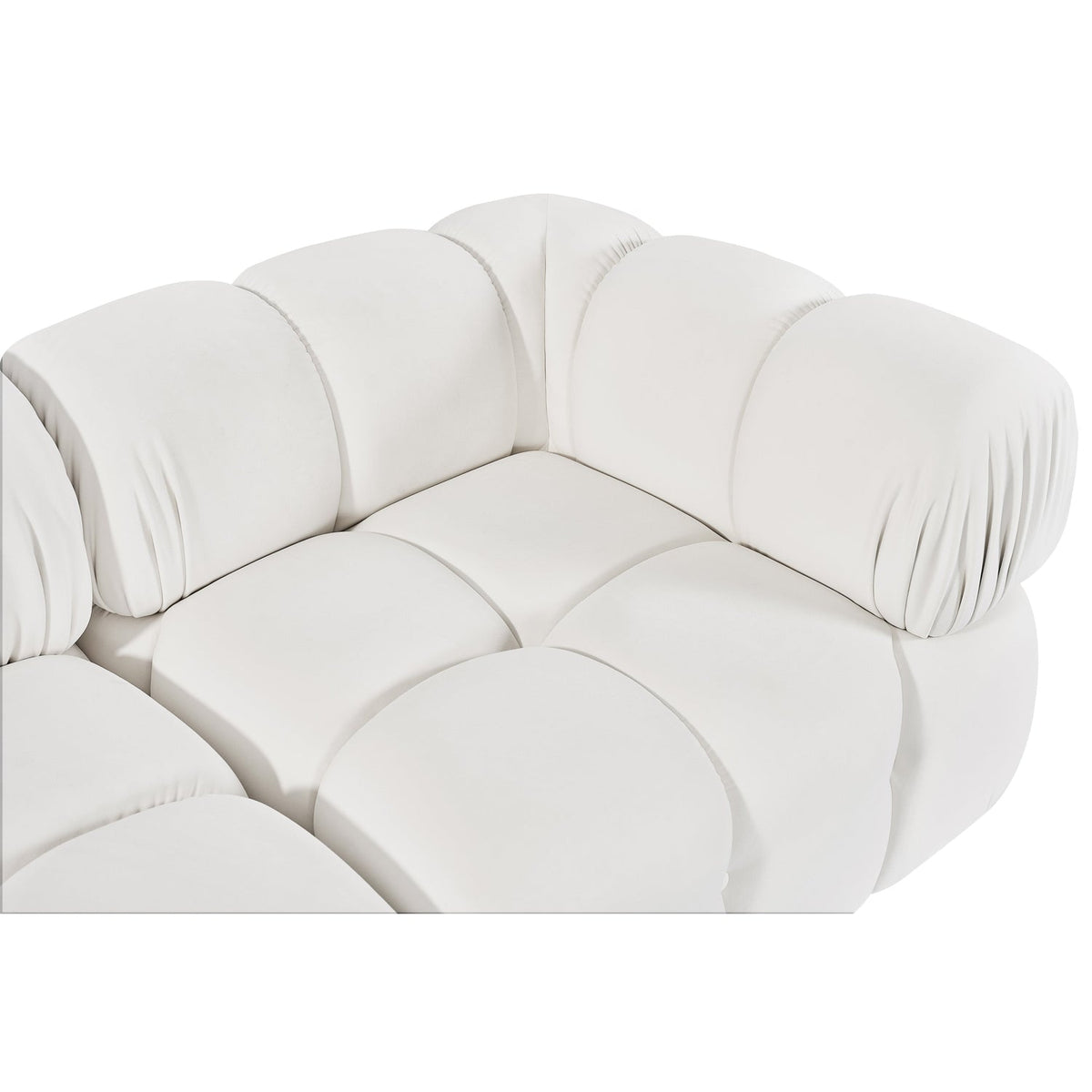 Orin Cream Velvet Performance Fabric Upholstered 2 Piece Modular Sofa