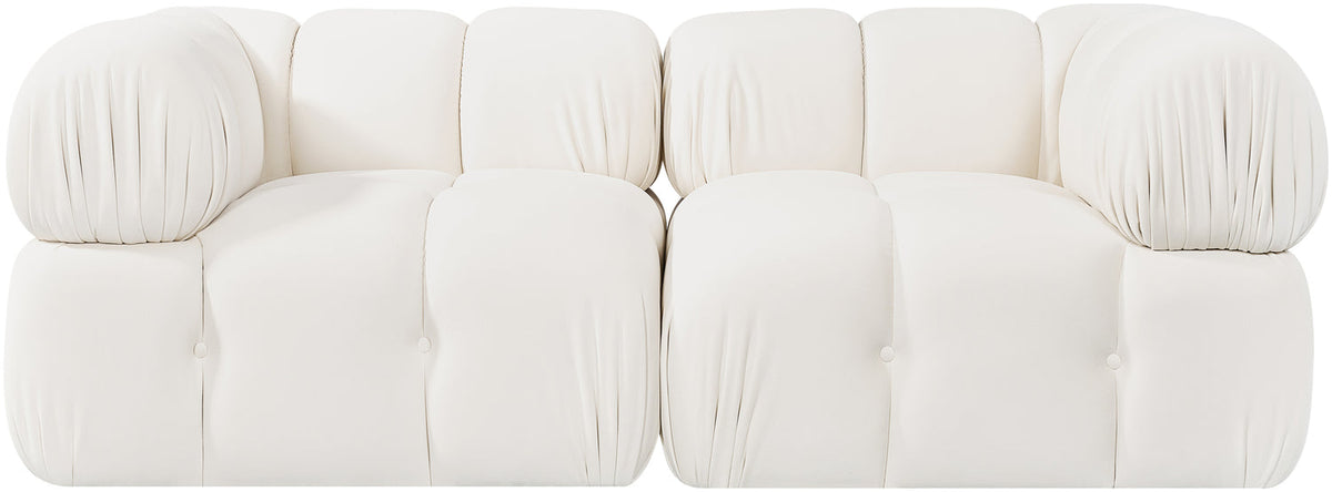 Orin Cream Velvet Performance Fabric Upholstered 2 Piece Modular Sofa
