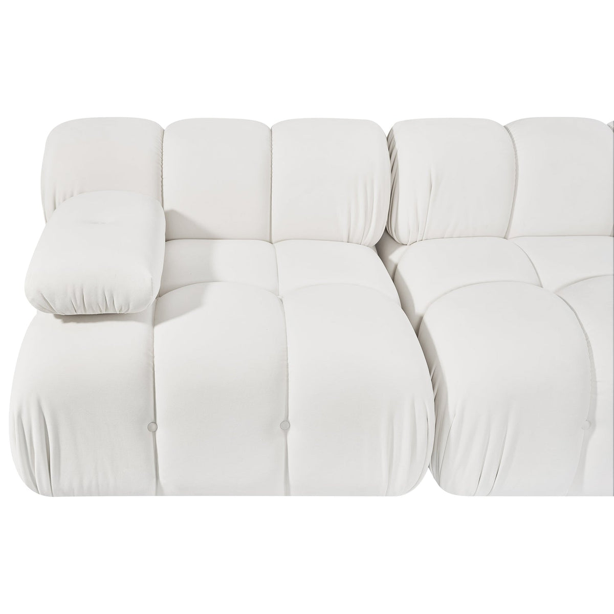 Orin Cream Velvet Performance Fabric Upholstered 2 Piece Modular Sofa