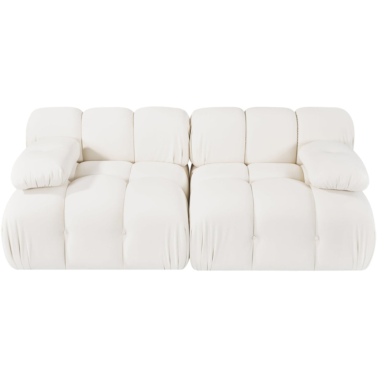 Orin Cream Velvet Performance Fabric Upholstered 2 Piece Modular Sofa