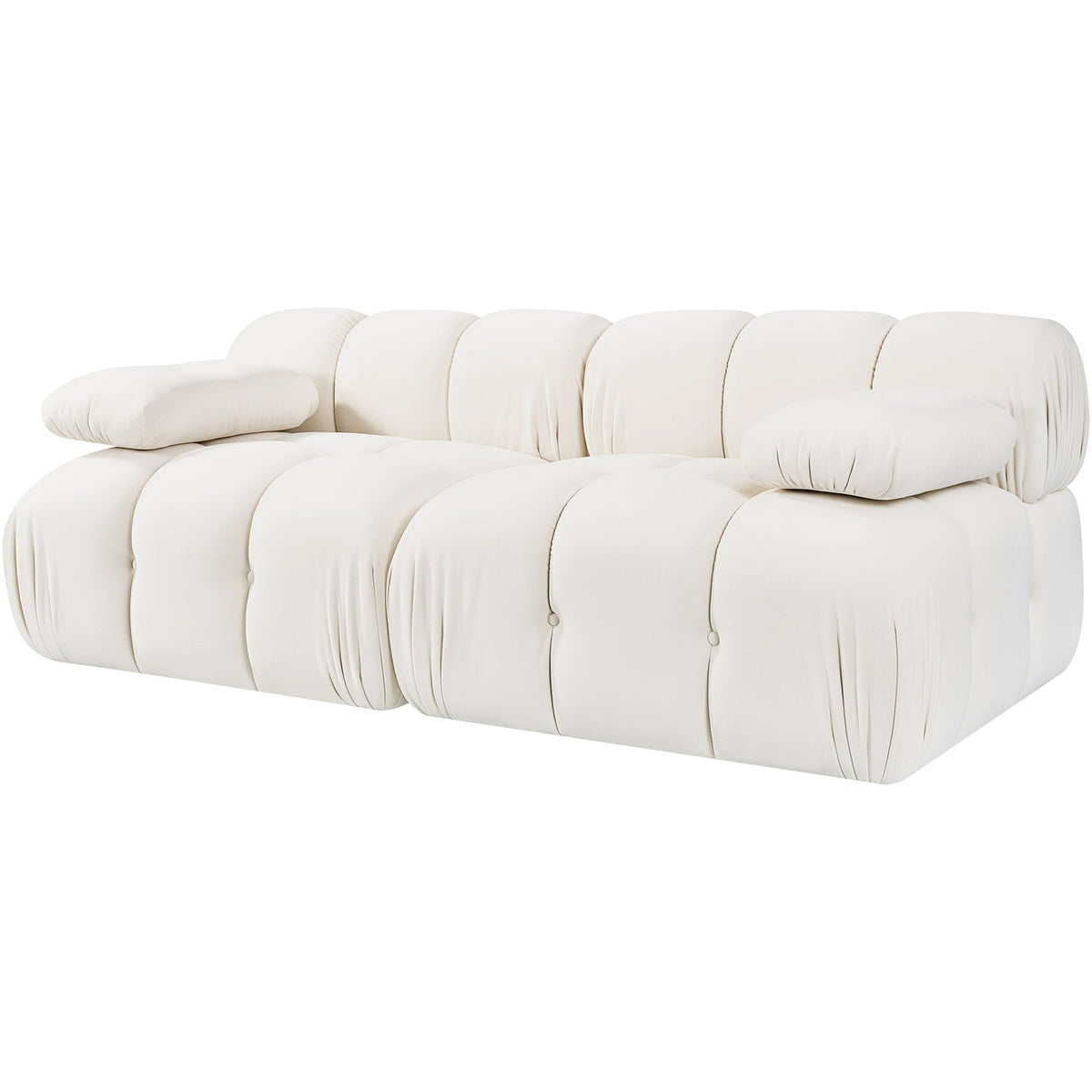 Orin Cream Velvet Performance Fabric Upholstered 2 Piece Modular Sofa