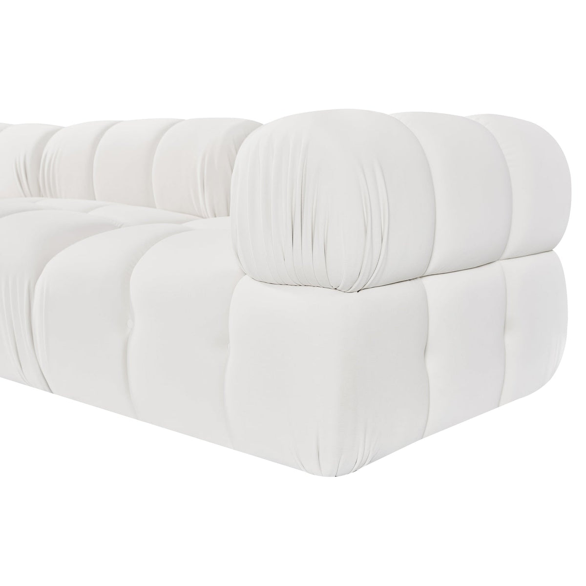 Orin Cream Velvet Performance Fabric Upholstered 3 Piece Modular Sofa