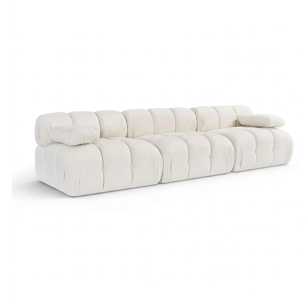 Orin Cream Velvet Performance Fabric Upholstered 3 pc. Modular Sofa in cream velvet, primary product view