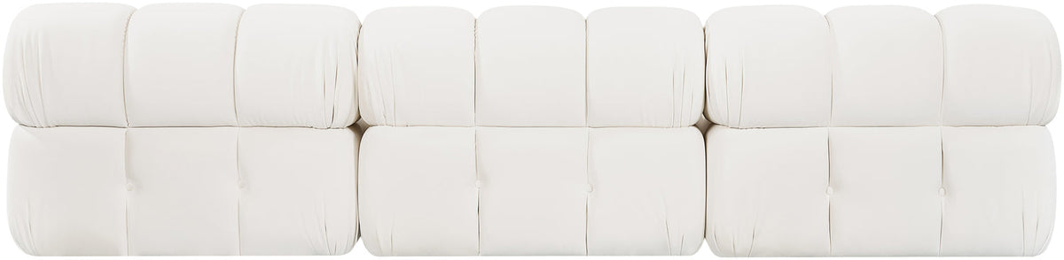 Orin Cream Velvet Performance Fabric Upholstered 3 Piece Modular Sofa