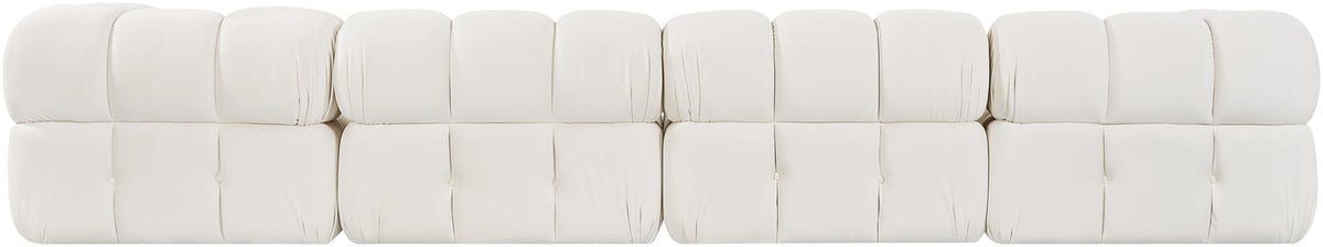 Orin Cream Velvet Performance Fabric Upholstered 4 Piece Modular Sofa