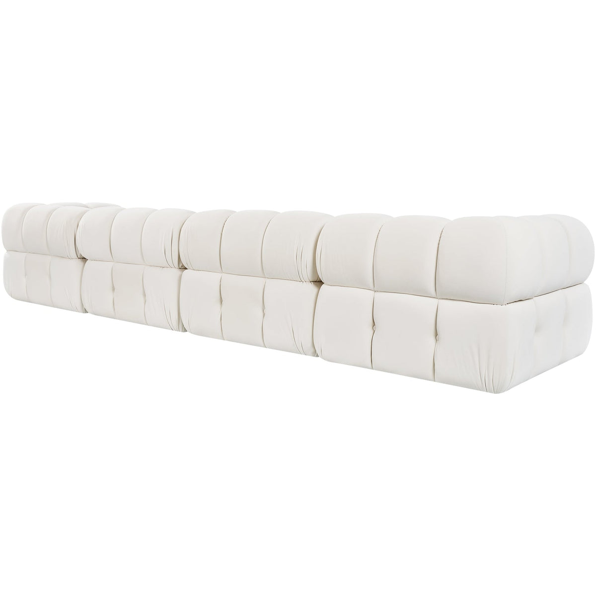 Orin Cream Velvet Performance Fabric Upholstered 4 Piece Modular Sofa