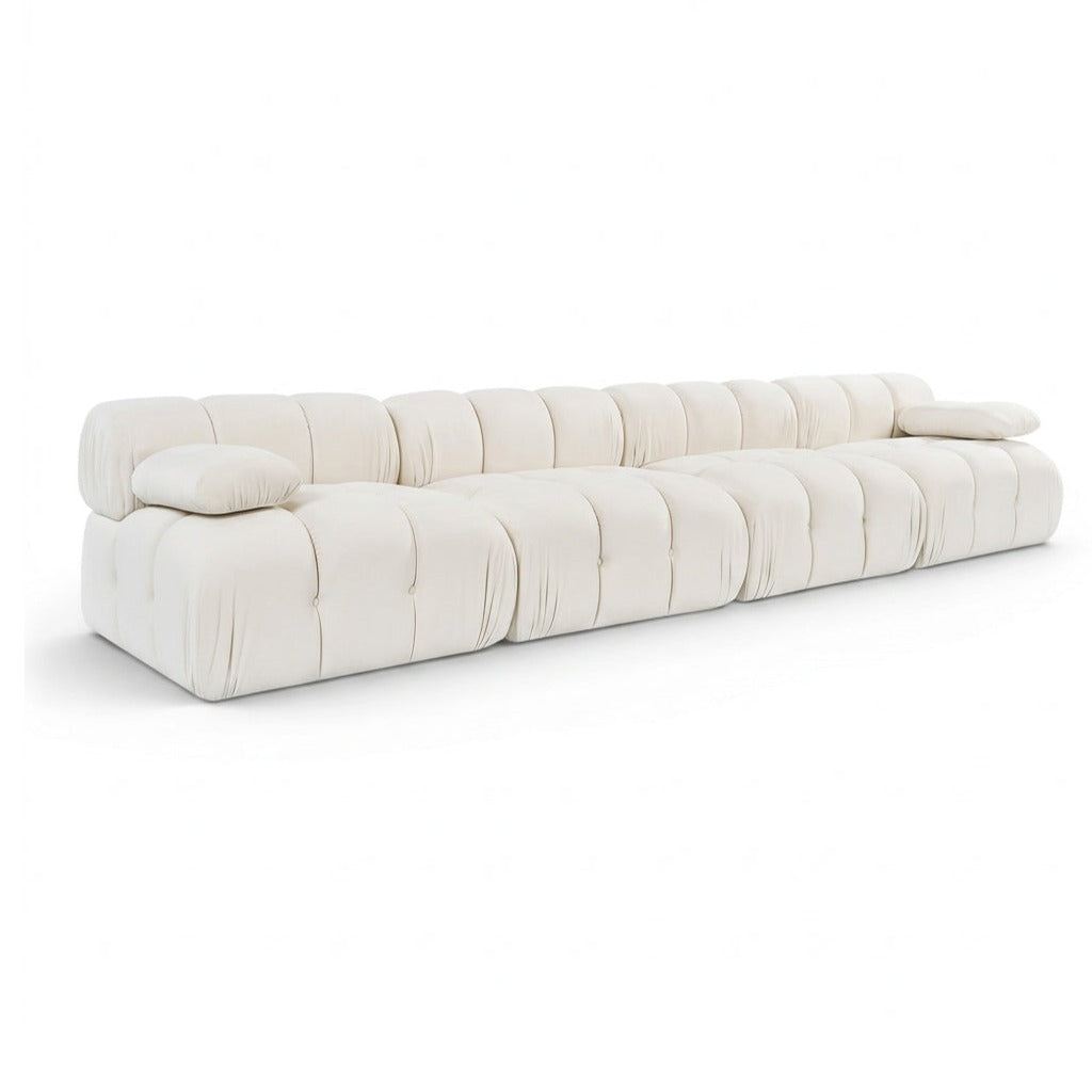 Orin Cream Velvet Performance Fabric Upholstered 4 pc. Modular Sofa in cream velvet, primary product view