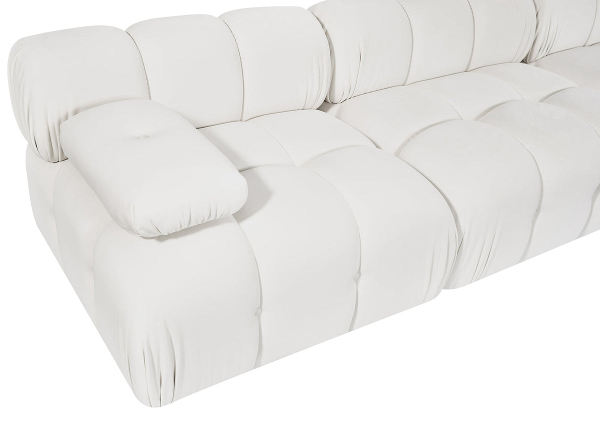Orin Cream Velvet Performance Fabric Upholstered 4 Piece Modular Sofa