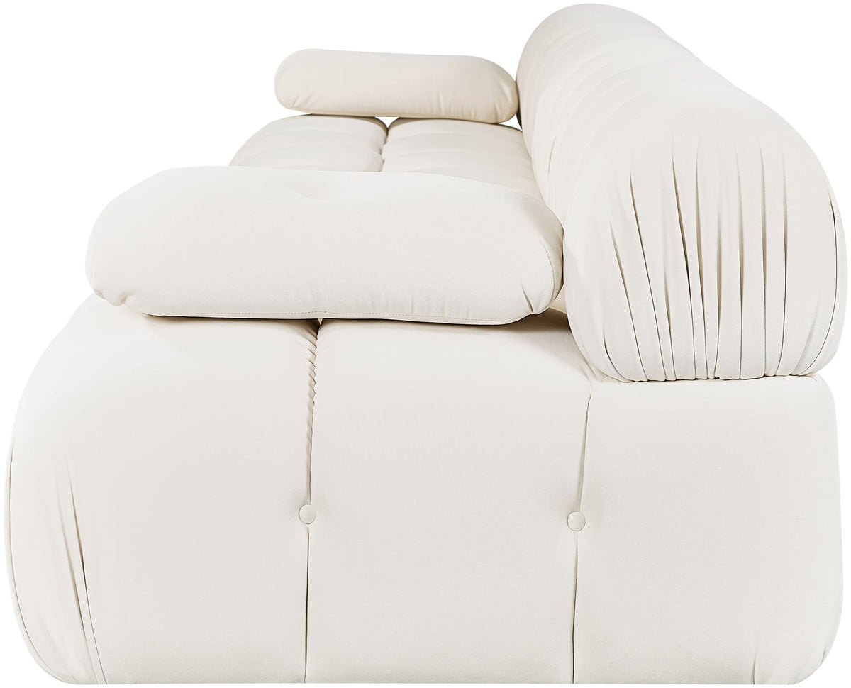 Orin Cream Velvet Performance Fabric Upholstered 4 Piece Modular Sofa