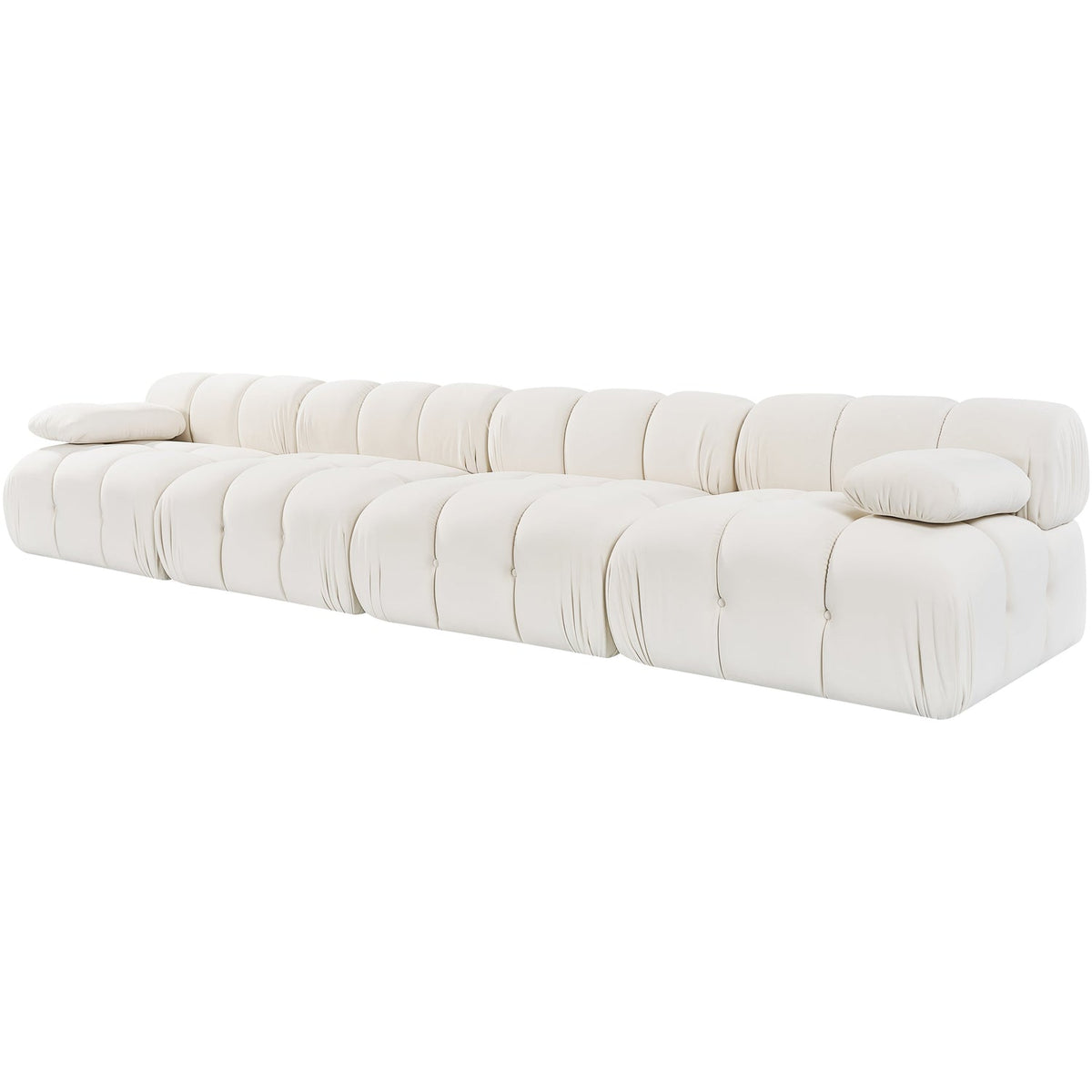 Orin Cream Velvet Performance Fabric Upholstered 4 Piece Modular Sofa