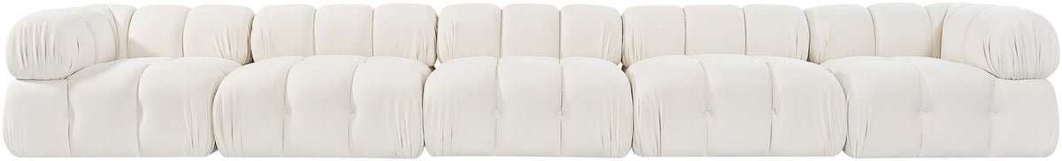 Orin Cream Velvet Performance Fabric Upholstered 5 Piece Modular Sofa