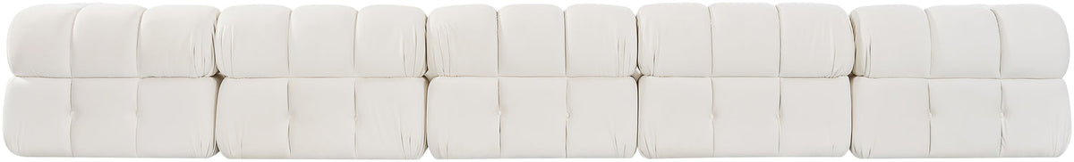 Orin Cream Velvet Performance Fabric Upholstered 5 Piece Modular Sofa