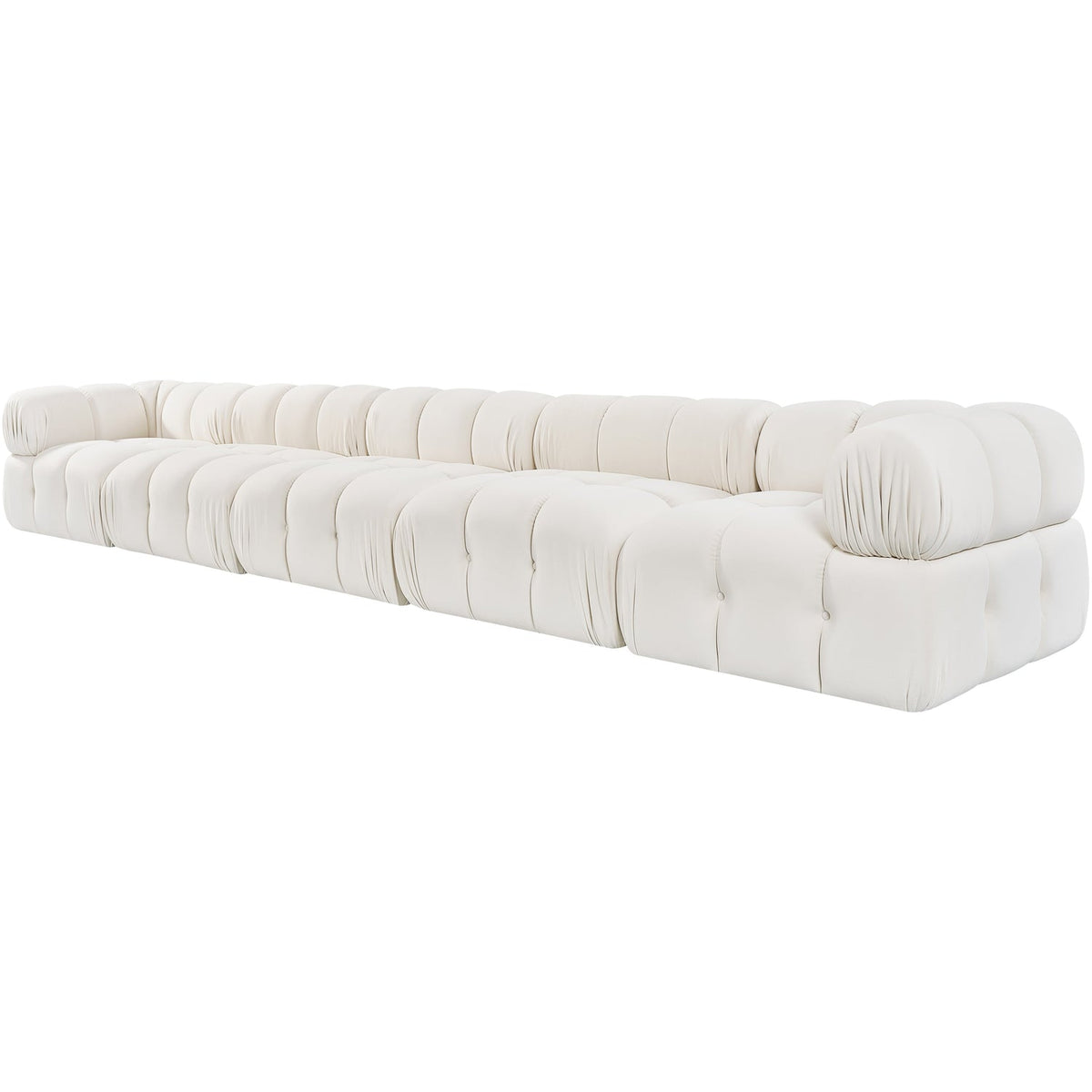 Orin Cream Velvet Performance Fabric Upholstered 5 Piece Modular Sofa