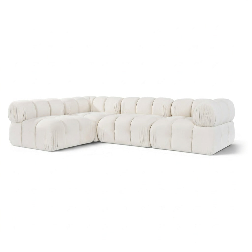 Orin Cream Velvet Performance Fabric Upholstered 4 pc. Modular Sectional in cream velvet, primary product view