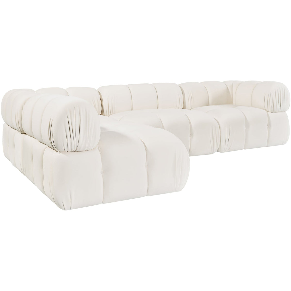 Orin Cream Velvet Performance Fabric Upholstered 4 Piece Modular Sectional Sofa
