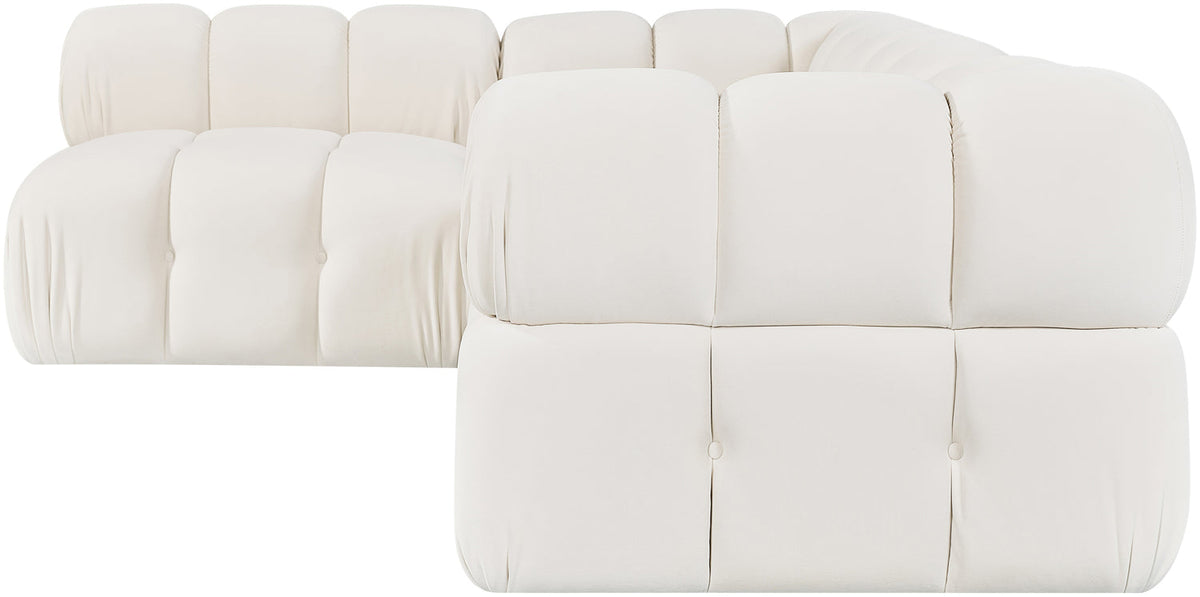 Orin Cream Velvet Performance Fabric Upholstered 4 Piece Modular Sectional Sofa