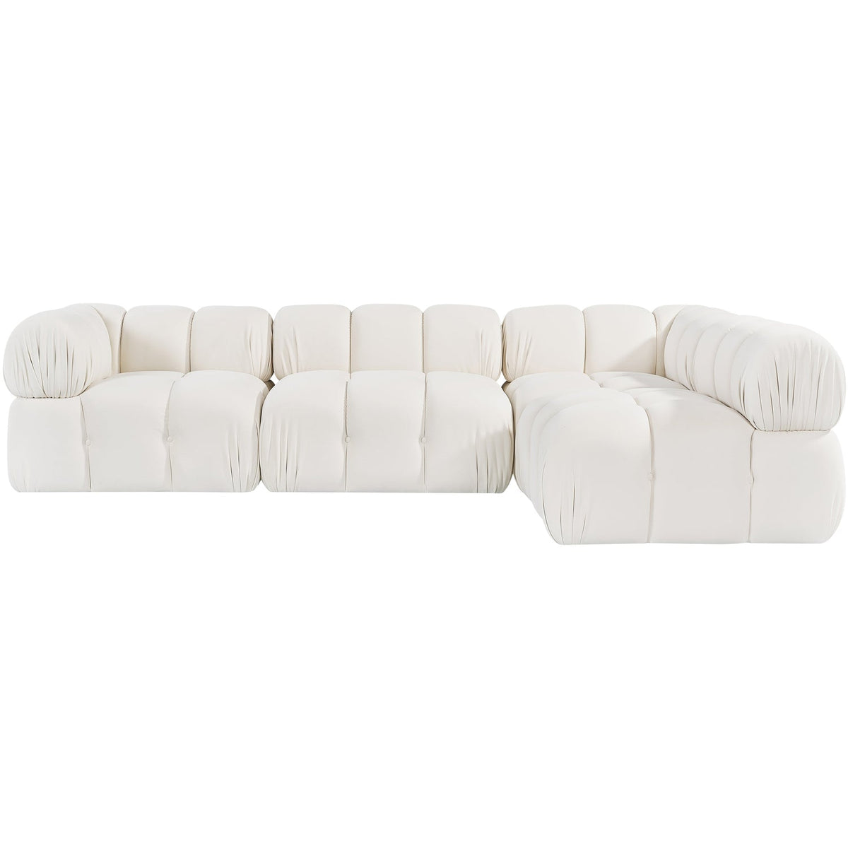 Orin Cream Velvet Performance Fabric Upholstered 4 Piece Modular Sectional Sofa