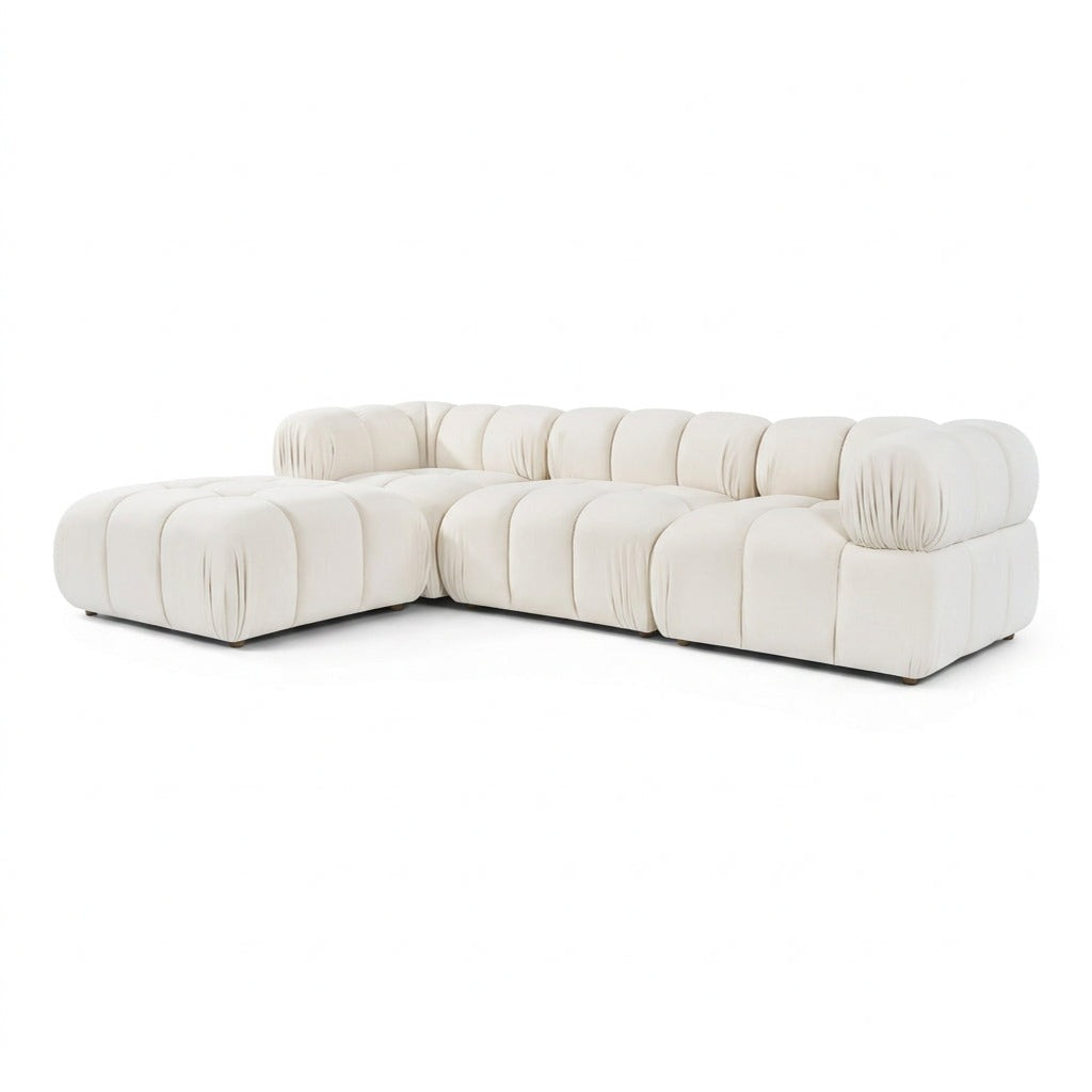 Orin Cream Velvet Performance Fabric Upholstered 4 pc. Modular Sectional in cream velvet, primary product view