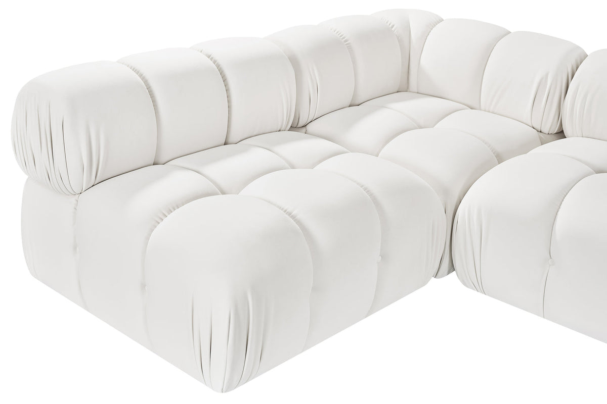 Orin Cream Velvet Performance Fabric Upholstered 5 Piece Modular Sectional Sofa