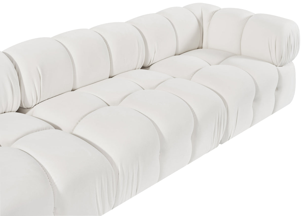 Orin Cream Velvet Performance Fabric Upholstered 5 Piece Modular Sectional Sofa