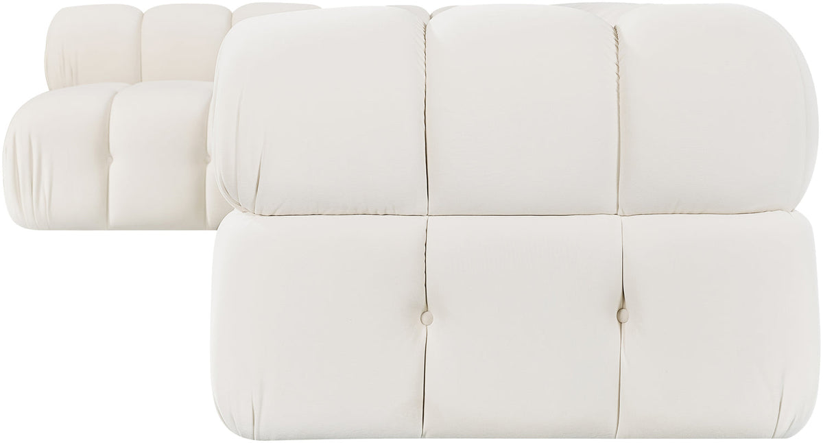 Orin Cream Velvet Performance Fabric Upholstered 5 Piece Modular Sectional Sofa