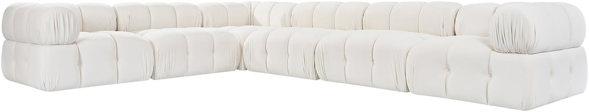Orin Cream Velvet Performance Fabric Upholstered 6 Piece Modular Sectional Sofa