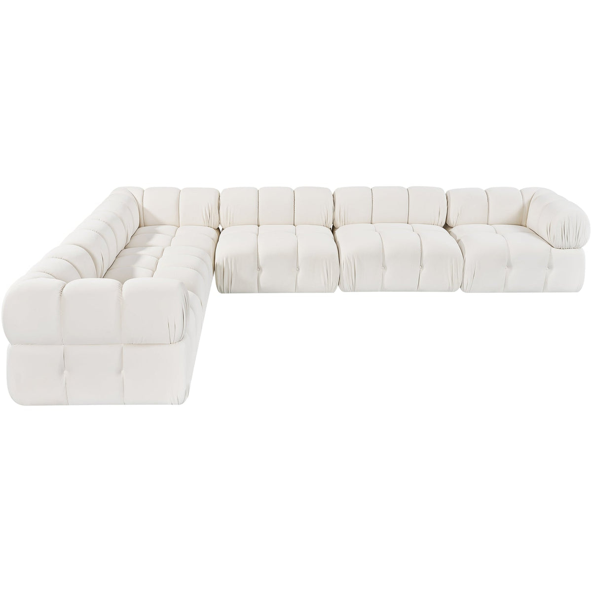 Orin Cream Velvet Performance Fabric Upholstered 6 Piece Modular Sectional Sofa