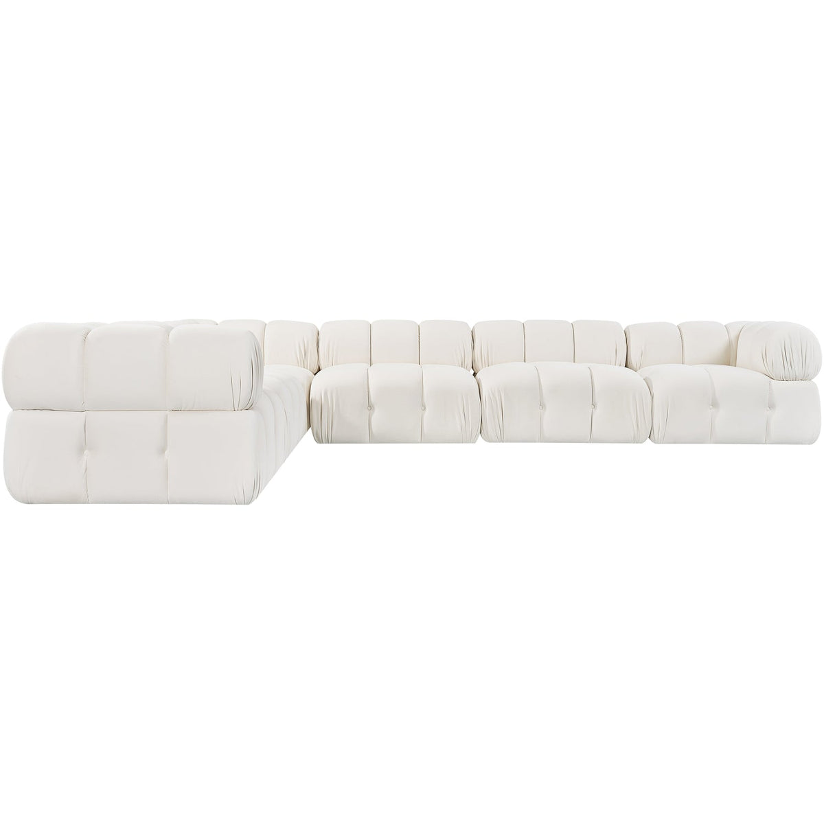 Orin Cream Velvet Performance Fabric Upholstered 6 Piece Modular Sectional Sofa