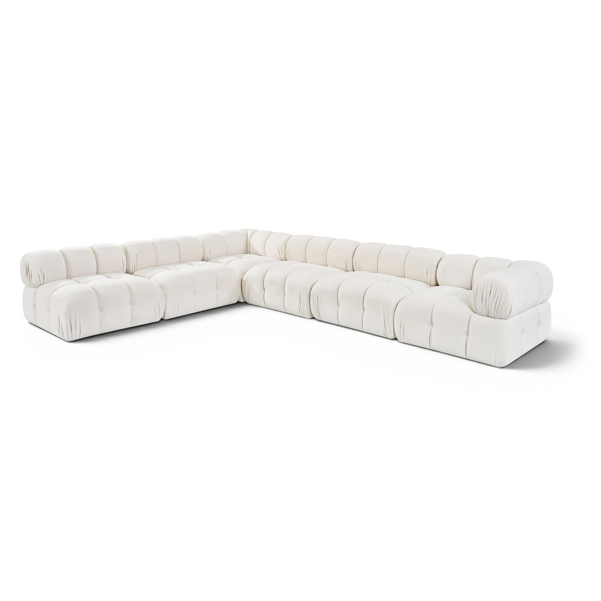 Orin Cream Velvet Performance Fabric Upholstered 6 pc. Modular Sectional in cream velvet, primary product view