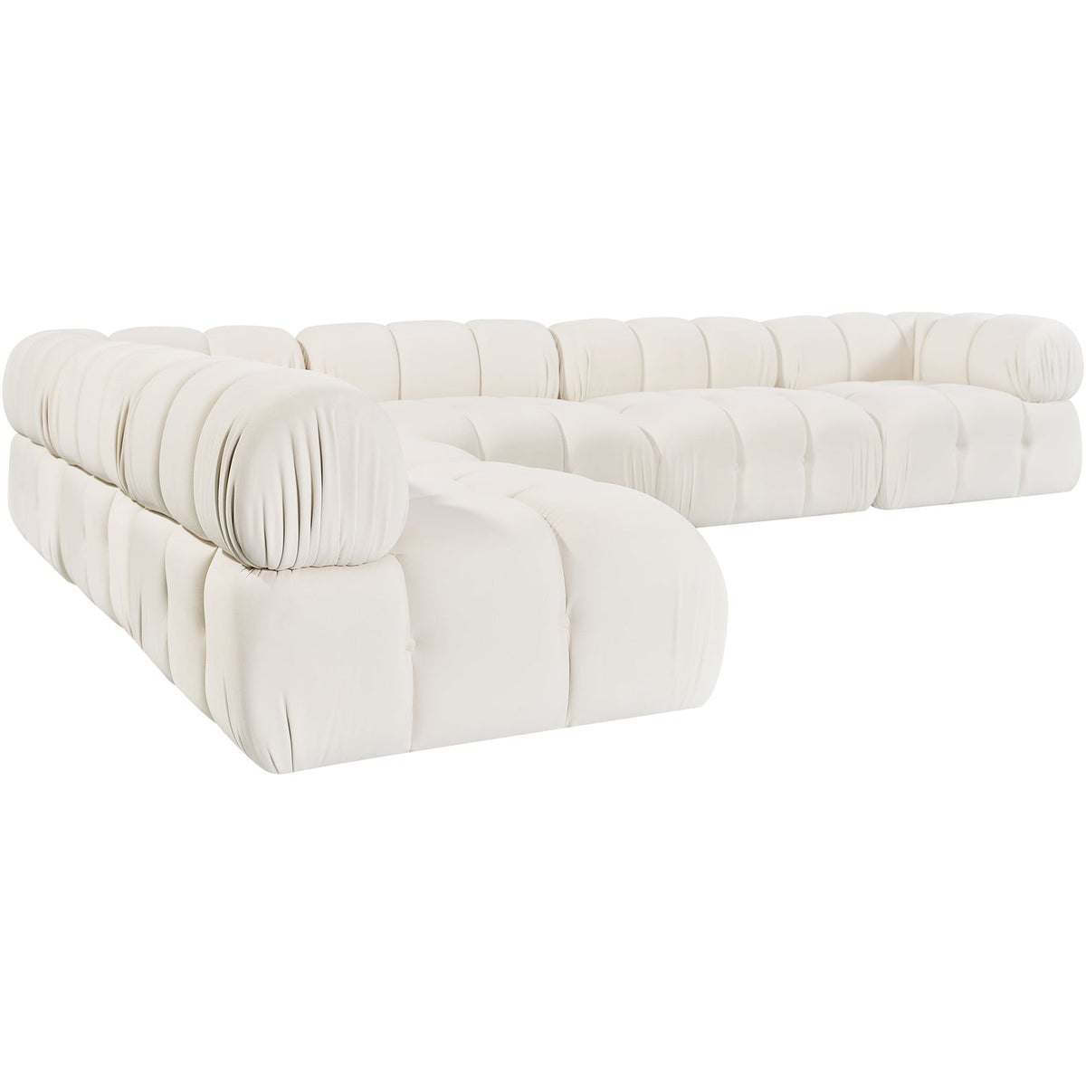 Orin Cream Velvet Performance Fabric Upholstered 6 Piece Modular Sectional Sofa