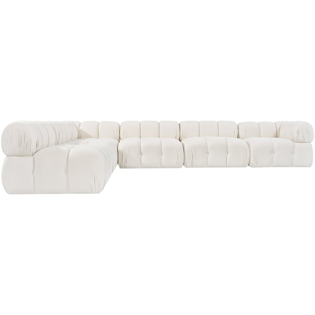 Orin Cream Velvet Performance Fabric Upholstered 6 Piece Modular Sectional Sofa