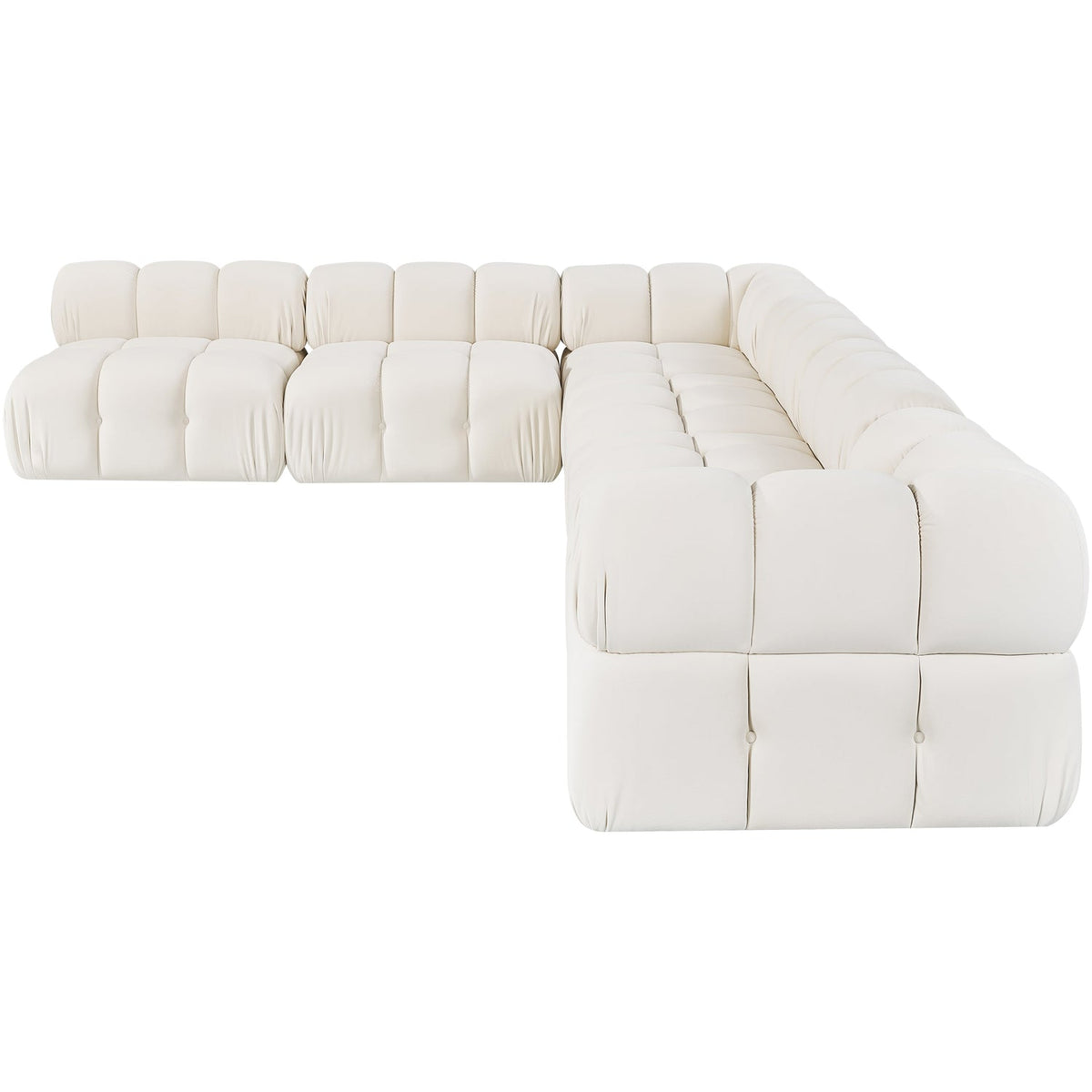 Orin Cream Velvet Performance Fabric Upholstered 6 Piece Modular Sectional Sofa