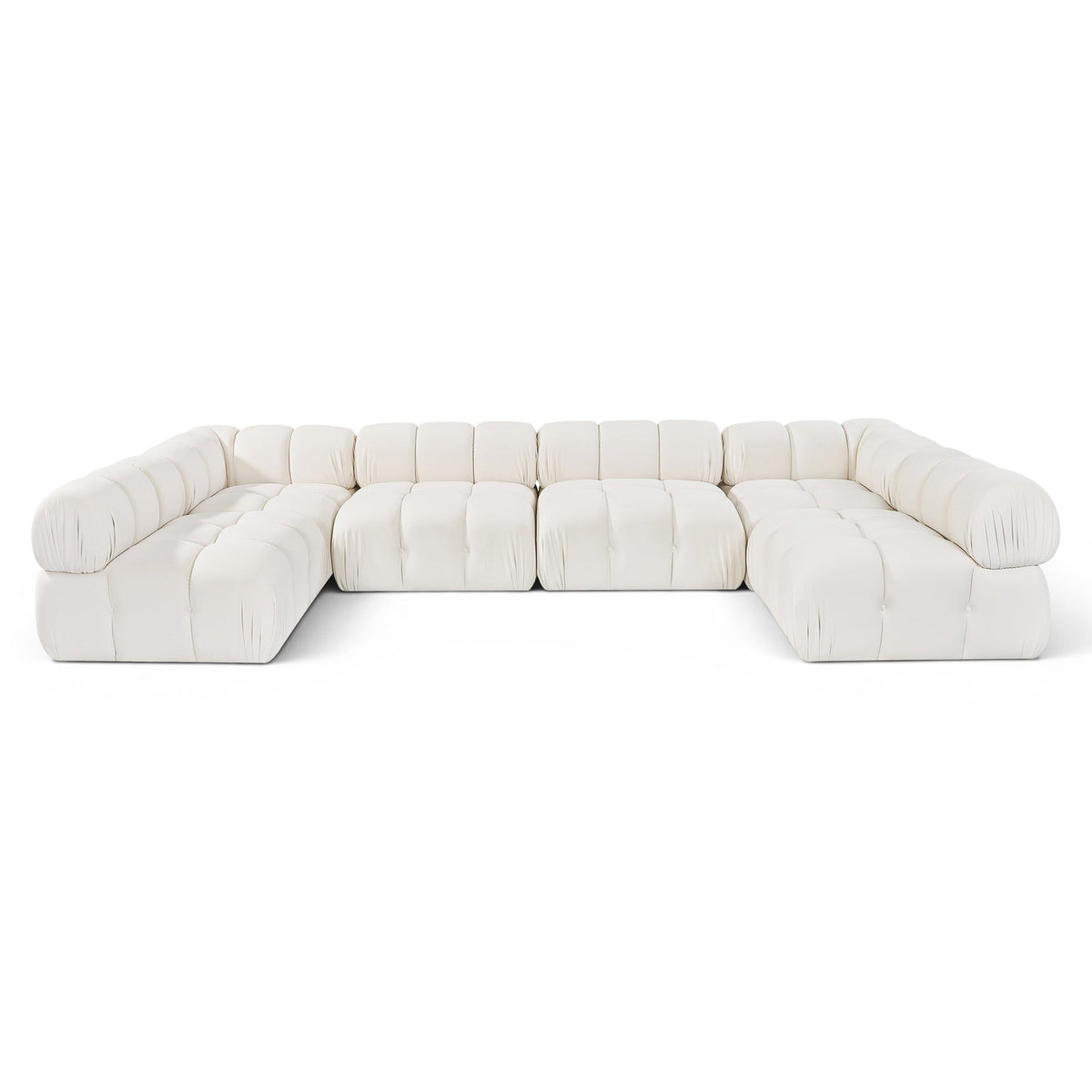 Orin Cream Velvet Performance Fabric Upholstered 6 pc. Modular Sectional in cream velvet, primary product view