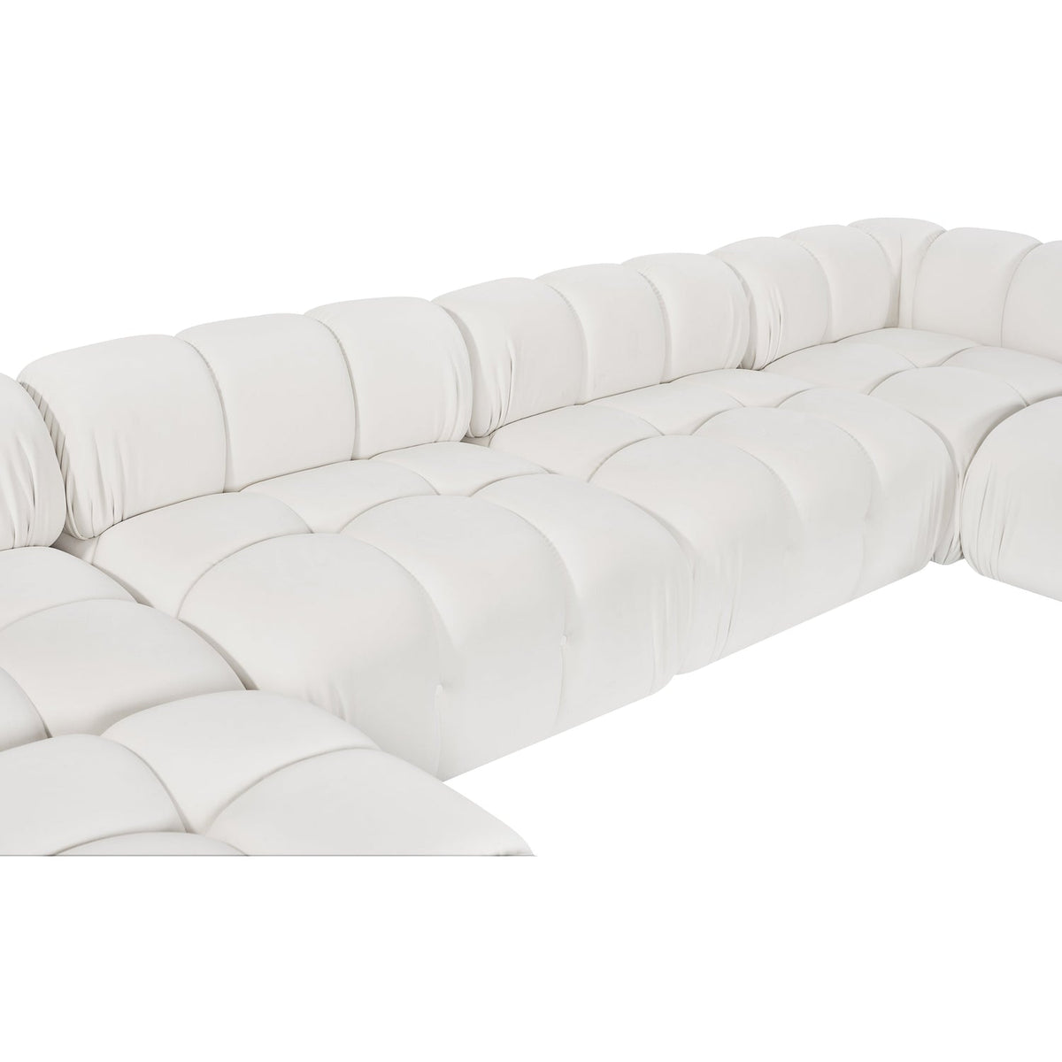 Orin Cream Velvet Performance Fabric Upholstered 6 Piece Modular Sectional Sofa