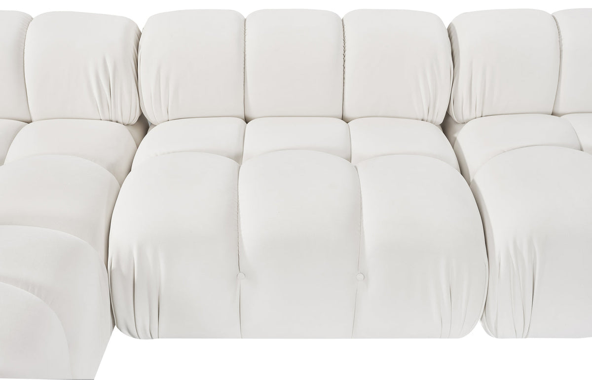 Orin Cream Velvet Performance Fabric Upholstered 6 Piece Modular Sectional Sofa