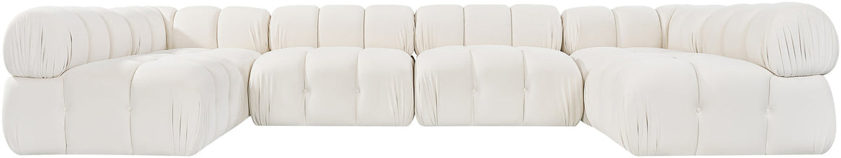 Orin Cream Velvet Performance Fabric Upholstered 6 Piece Modular Sectional Sofa