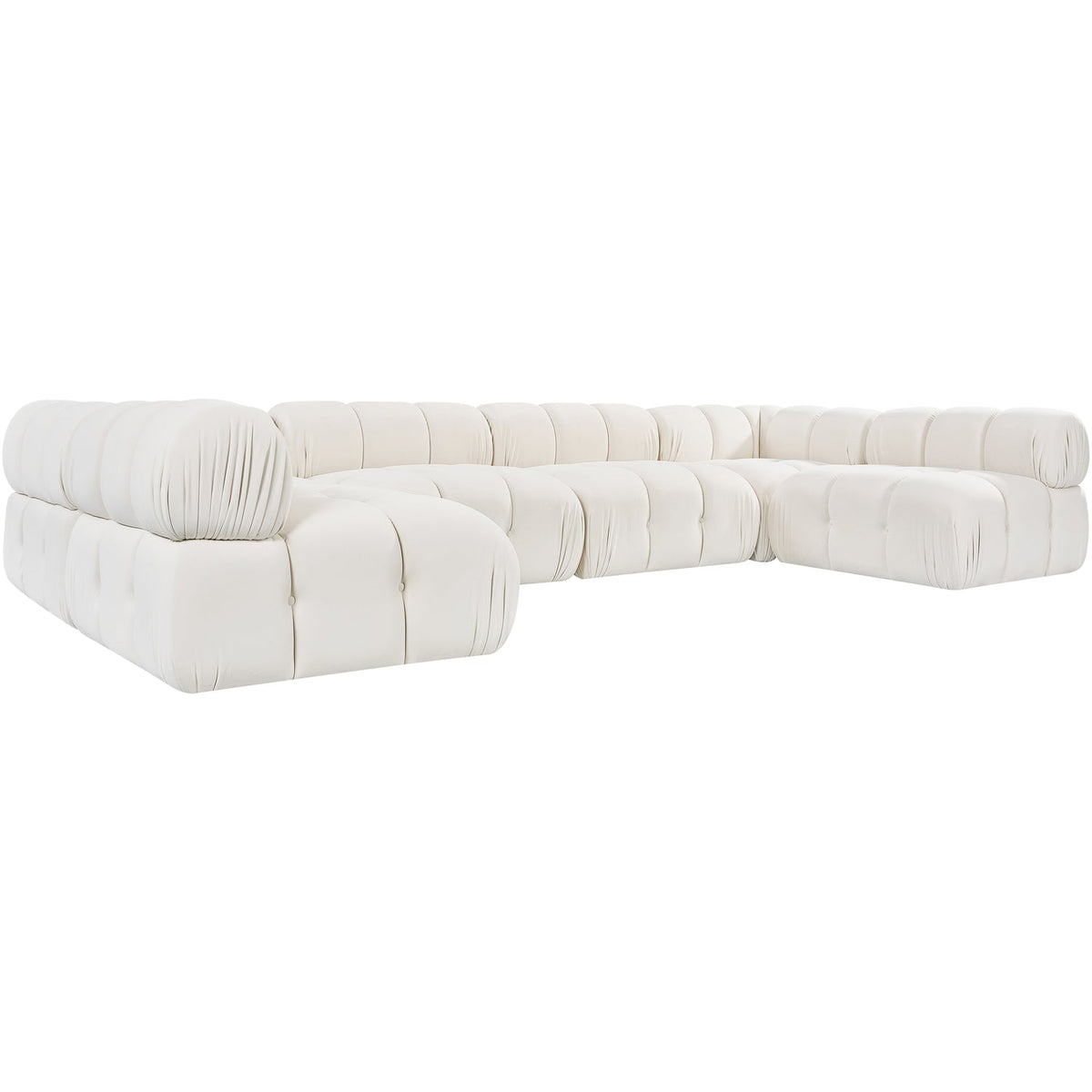 Orin Cream Velvet Performance Fabric Upholstered 6 Piece Modular Sectional Sofa