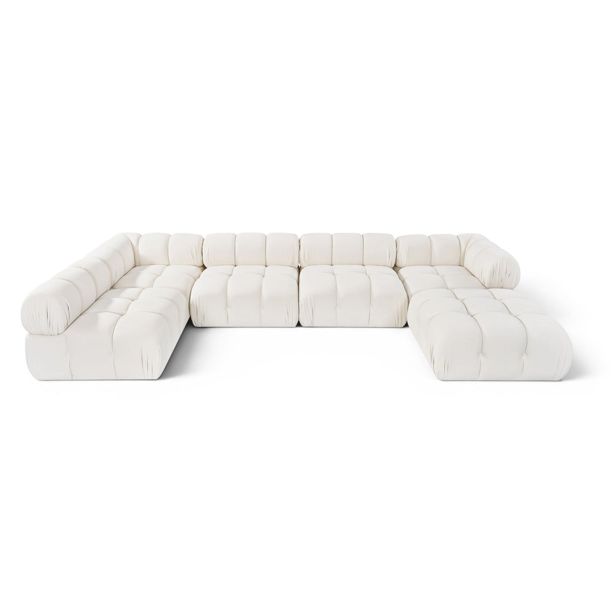 Orin Cream Velvet Performance Fabric Upholstered 6 pc. Modular Sectional in cream velvet, primary product view